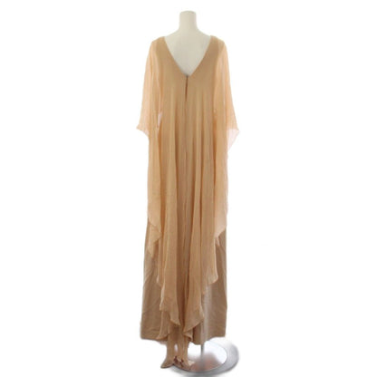 Max Mara Dress Long Sleeveless Chiffon Cape Beige — view 3