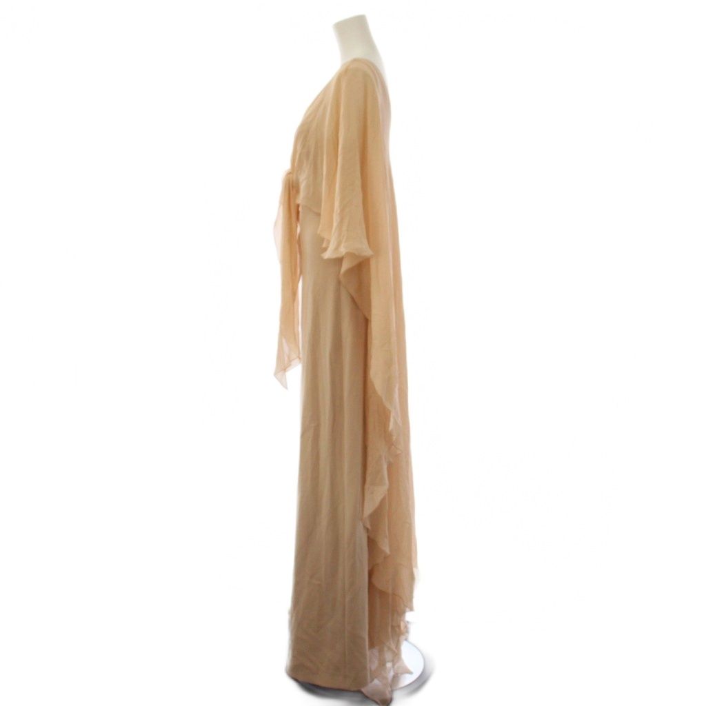 Max Mara Dress Long Sleeveless Chiffon Cape Beige — view 2