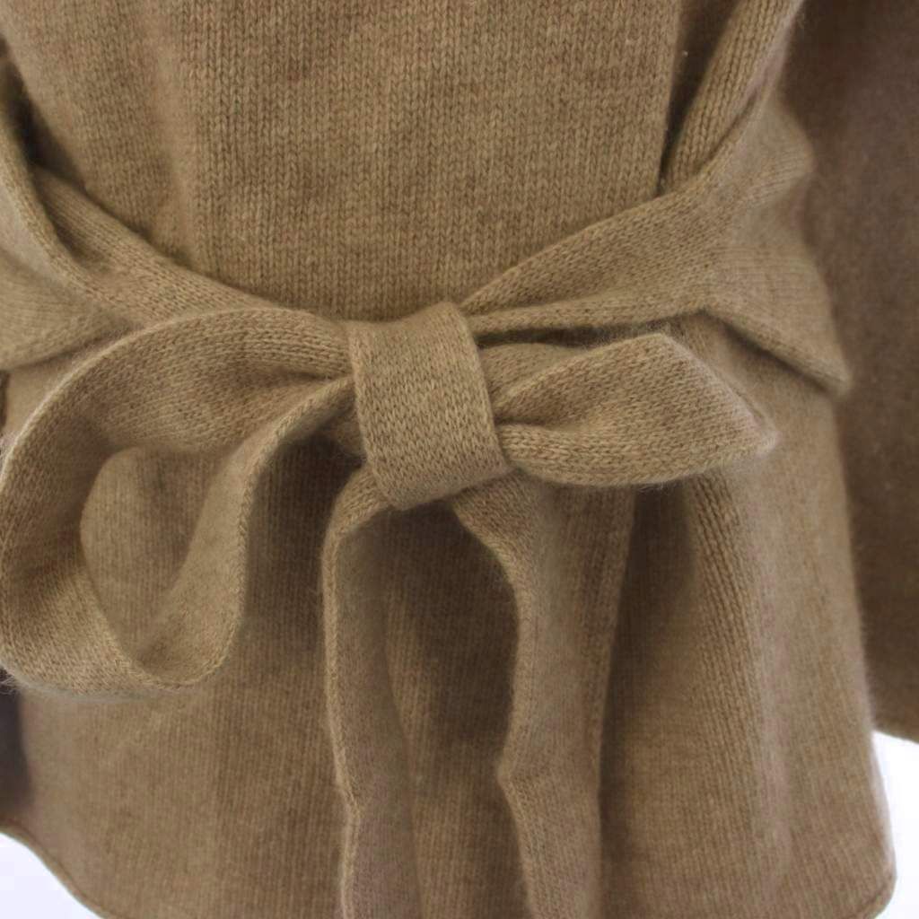 Max Mara Knit Cardigan Long Sleeve Waist Ribbon Wool Cashmere Beige M — view 6