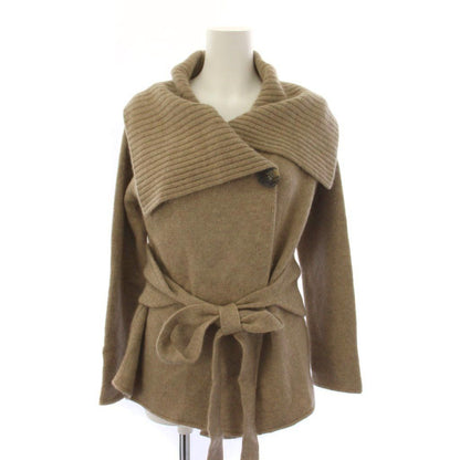 Max Mara Knit Cardigan Long Sleeve Waist Ribbon Wool Cashmere Beige M