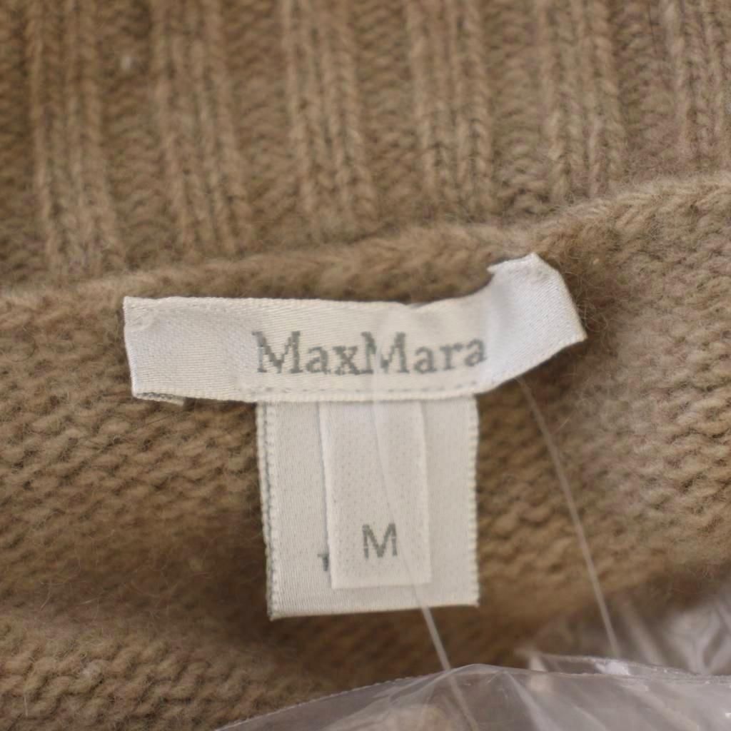 Max Mara Knit Cardigan Long Sleeve Waist Ribbon Wool Cashmere Beige M — view 4