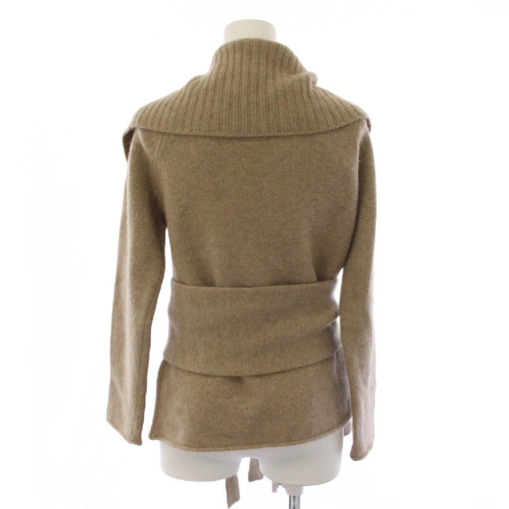 Max Mara Knit Cardigan Long Sleeve Waist Ribbon Wool Cashmere Beige M — view 3