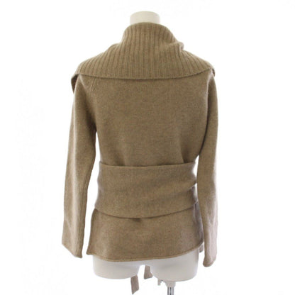 Max Mara Knit Cardigan Long Sleeve Waist Ribbon Wool Cashmere Beige M — view 3