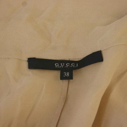 Gucci Bow Tie Blouse Shirt Long Sleeve Silk Beige 38 — view 4
