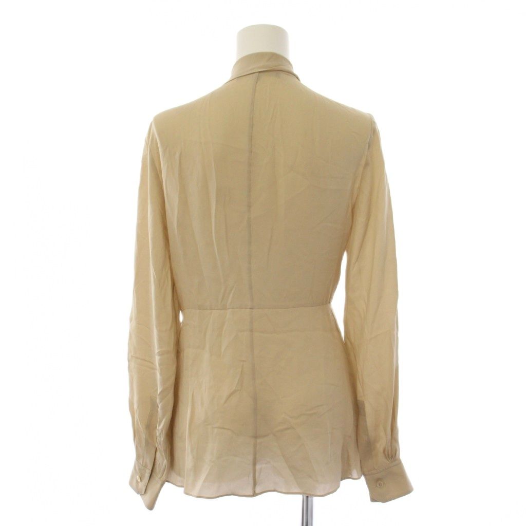Gucci Bow Tie Blouse Shirt Long Sleeve Silk Beige 38 — view 3