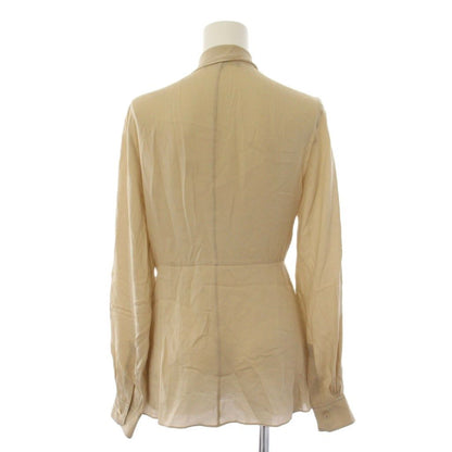 Gucci Bow Tie Blouse Shirt Long Sleeve Silk Beige 38 — view 3