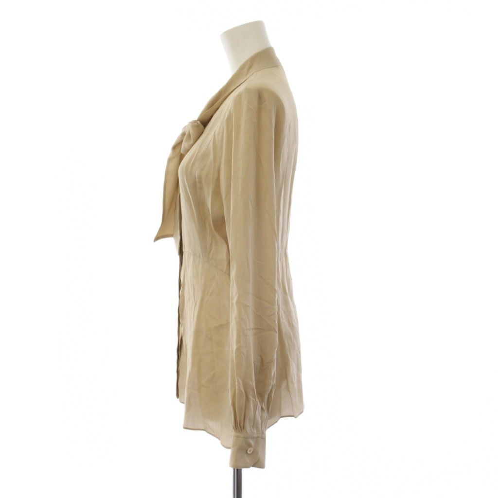 Gucci Bow Tie Blouse Shirt Long Sleeve Silk Beige 38 — view 2