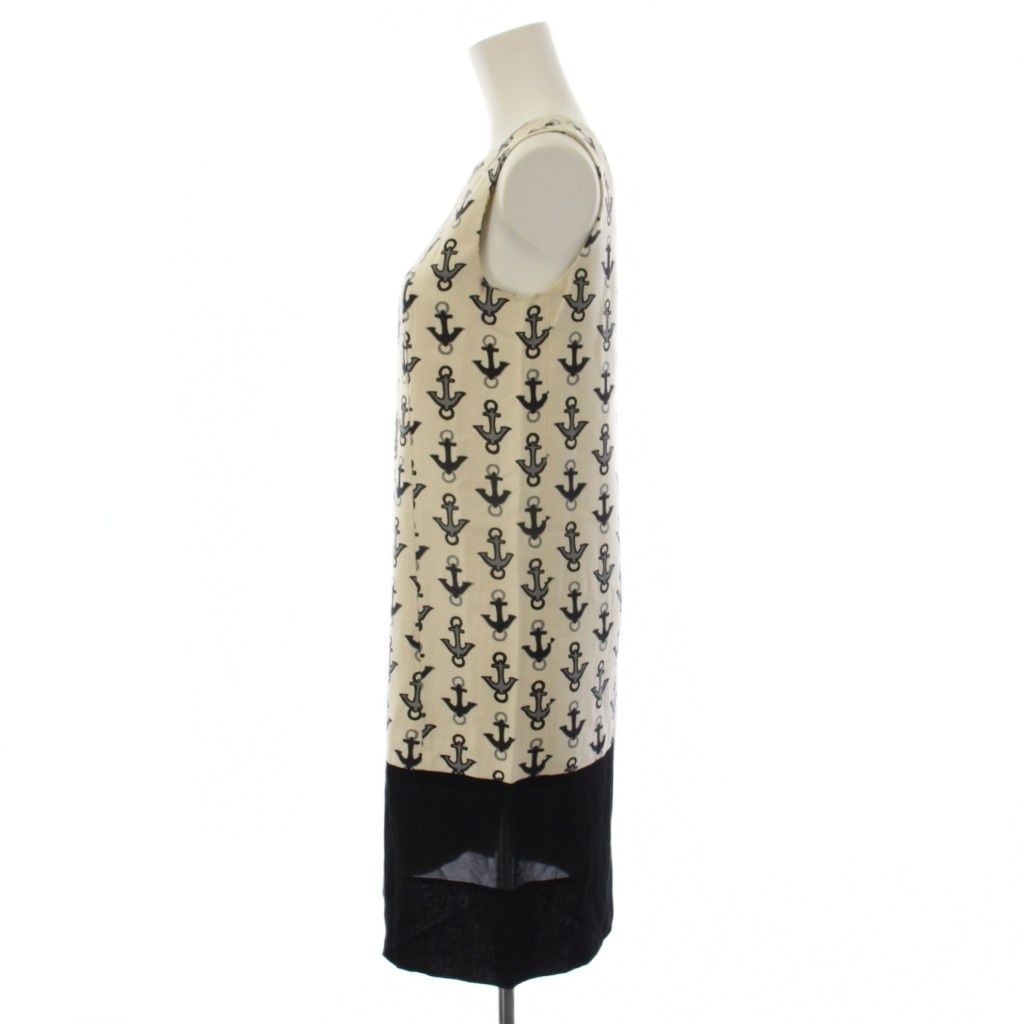 Balenciaga Dress Sleeveless Knee-length Pattern Silk Ivory Black 34 — view 2
