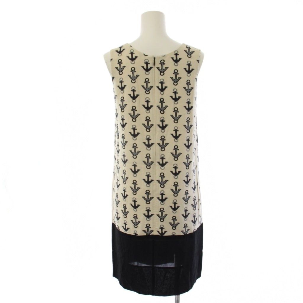 Balenciaga Dress Sleeveless Knee-length Pattern Silk Ivory Black 34 — view 3