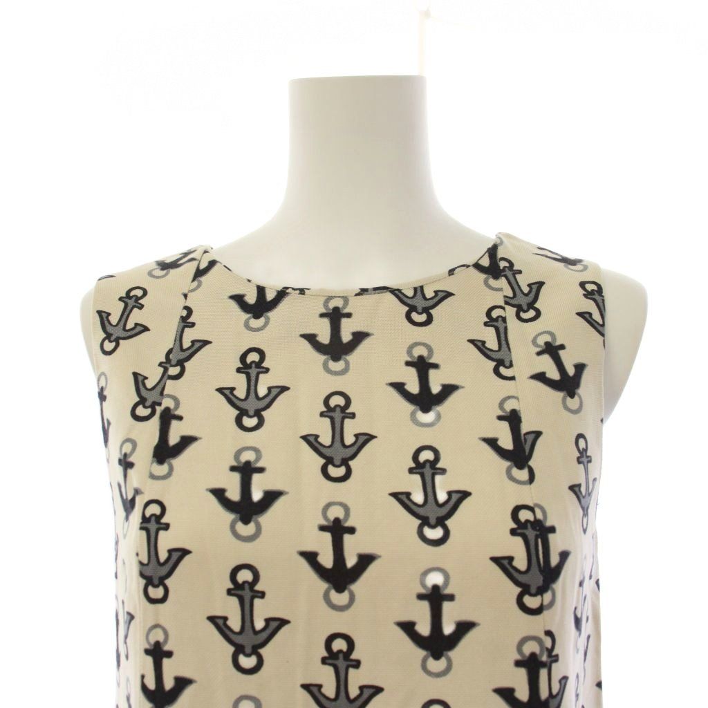 Balenciaga Dress Sleeveless Knee-length Pattern Silk Ivory Black 34 — view 5
