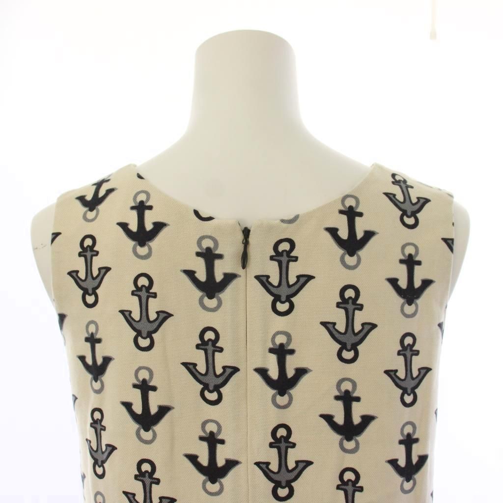 Balenciaga Dress Sleeveless Knee-length Pattern Silk Ivory Black 34 — view 6