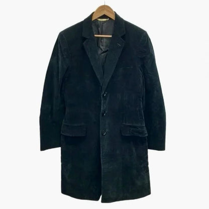 Dolce & Gabbana Long Coat Deep Green Corduroy Gold Color Long Sleeve 46