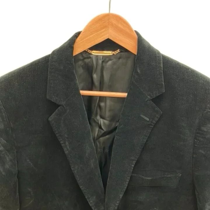 Dolce & Gabbana Long Coat Deep Green Corduroy Gold Color Long Sleeve 46 — view 4