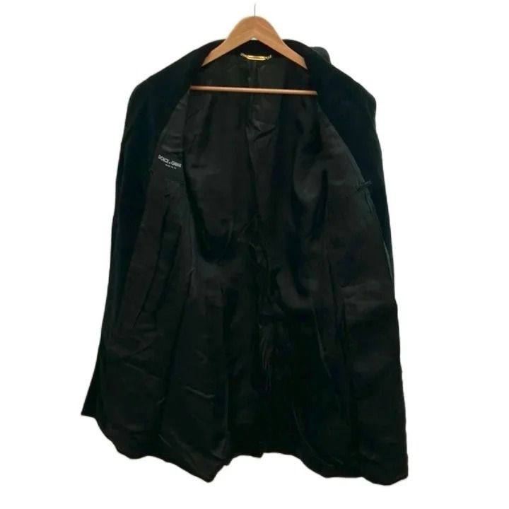 Dolce & Gabbana Long Coat Deep Green Corduroy Gold Color Long Sleeve 46 — view 6