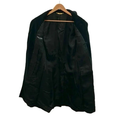 Dolce & Gabbana Long Coat Deep Green Corduroy Gold Color Long Sleeve 46 — view 6