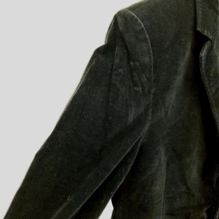Dolce & Gabbana Long Coat Deep Green Corduroy Gold Color Long Sleeve 46 — view 3