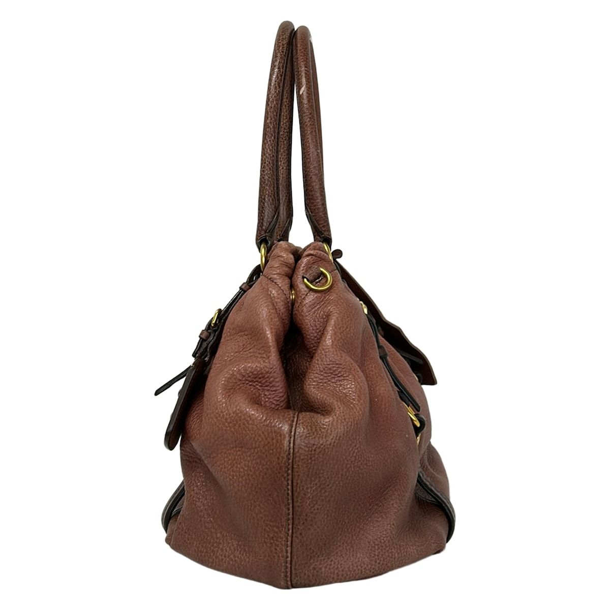 Prada Tote Bag Pink Brown Dark Leather — view 4