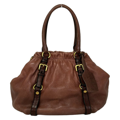 Prada Tote Bag Pink Brown Dark Leather — view 3