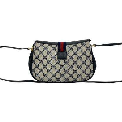 Gucci Vintage GG Logo Pattern Leather Shoulder Bag Pochette Navy — view 3