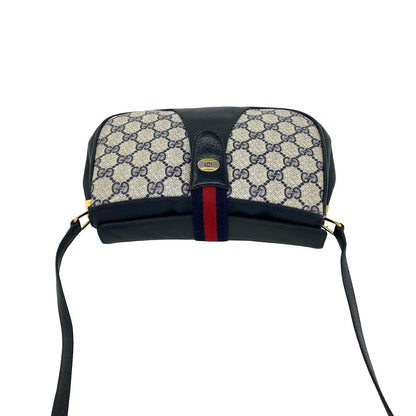Gucci Vintage GG Logo Pattern Leather Shoulder Bag Pochette Navy — view 4