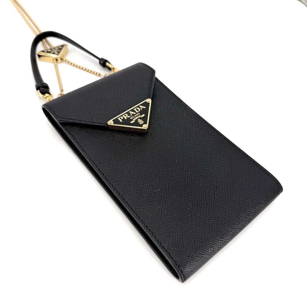 Prada 2-Way Triangle Logo Saffiano Mini Chain Shoulder Bag Crossbody Leather — view 3