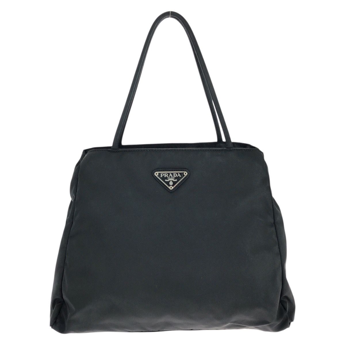 Prada Tessuto Black Silver Nylon Tote Bag