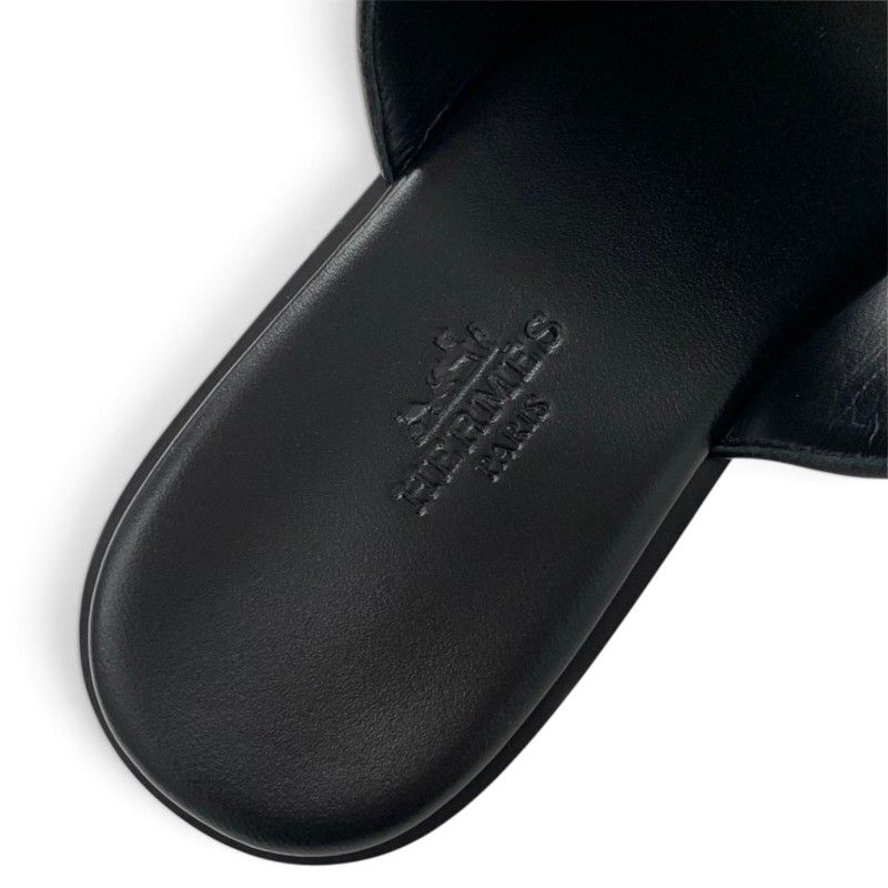 Hermes Mona Sandals Shoes Leather Black — view 7