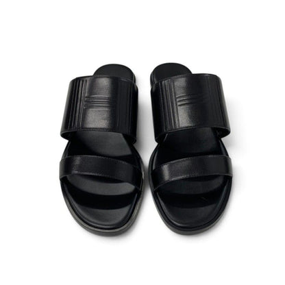 Hermes Mona Sandals Shoes Leather Black — view 2