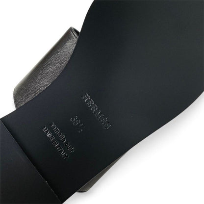 Hermes Mona Sandals Shoes Leather Black — view 8