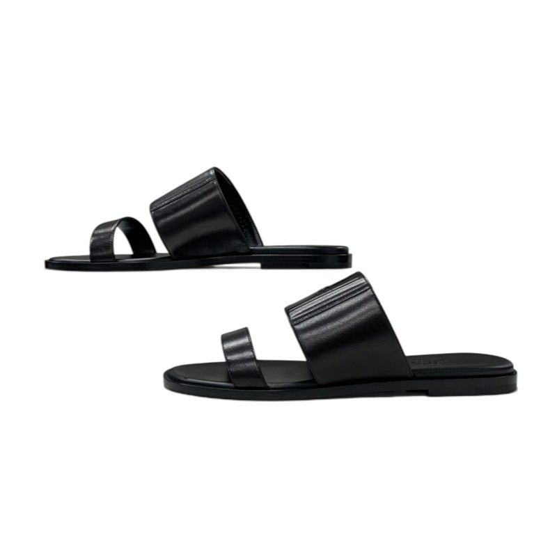 Hermes Mona Sandals Shoes Leather Black — view 3