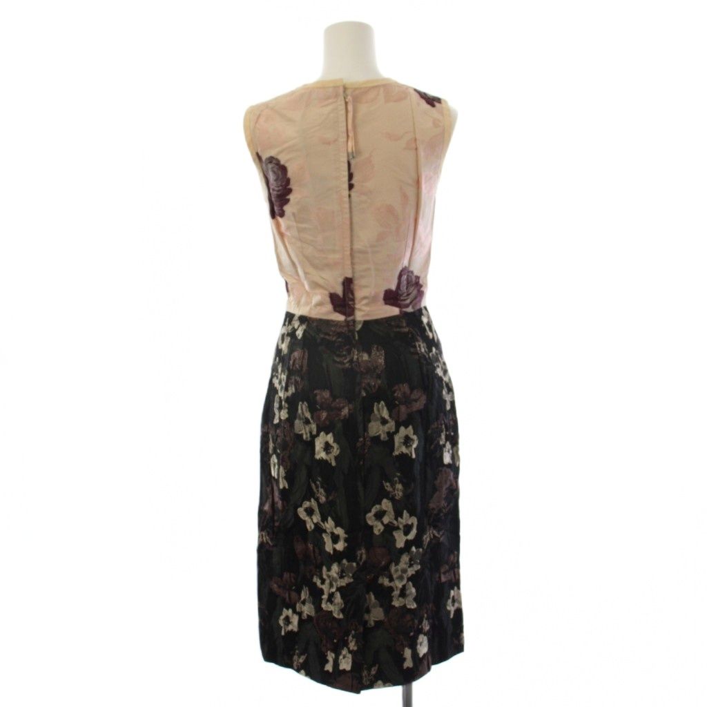 Dolce & Gabbana Dress Knee-length Sleeveless Floral Silk Pink Beige Black 36 — view 3