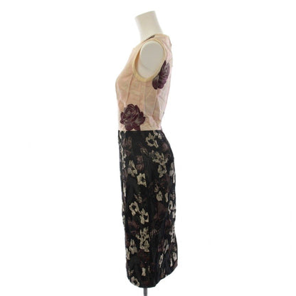 Dolce & Gabbana Dress Knee-length Sleeveless Floral Silk Pink Beige Black 36 — view 2
