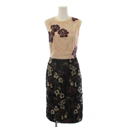 Dolce & Gabbana Dress Knee-length Sleeveless Floral Silk Pink Beige Black 36