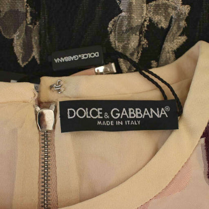 Dolce & Gabbana Dress Knee-length Sleeveless Floral Silk Pink Beige Black 36 — view 4