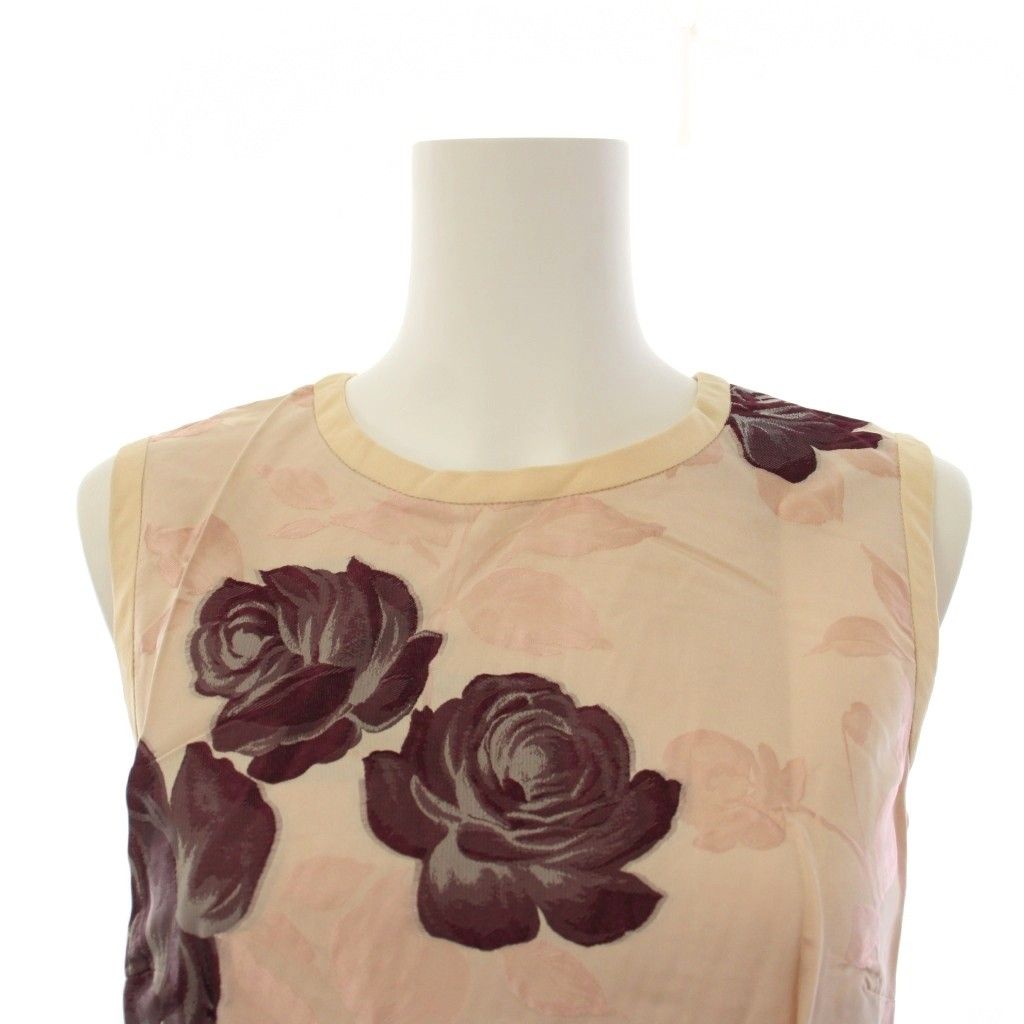 Dolce & Gabbana Dress Knee-length Sleeveless Floral Silk Pink Beige Black 36 — view 6