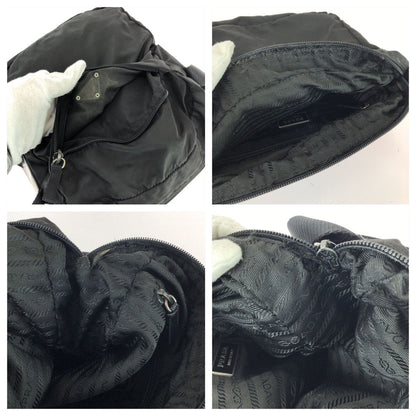 Prada Tessuto Black Silver Nylon Shoulder Bag — view 6