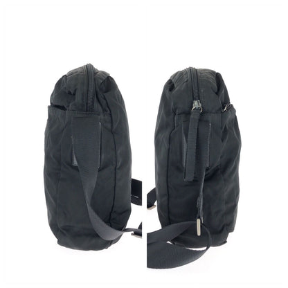 Prada Tessuto Black Silver Nylon Shoulder Bag — view 8