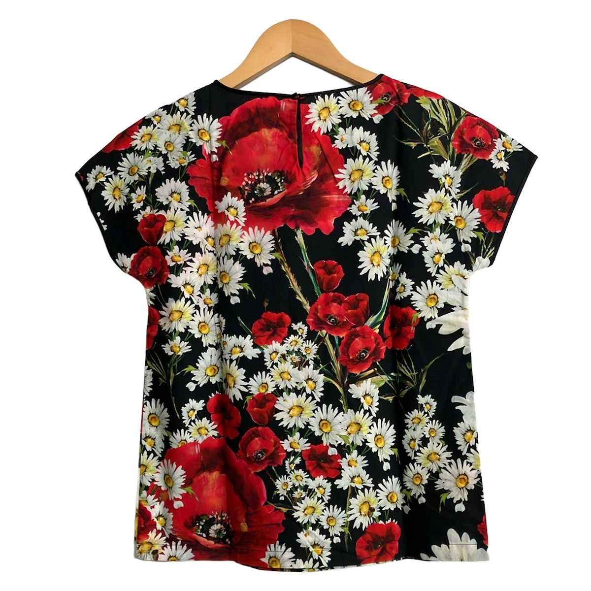 Dolce & Gabbana Short Sleeve Top S Black Red Multi Floral 38 — view 2