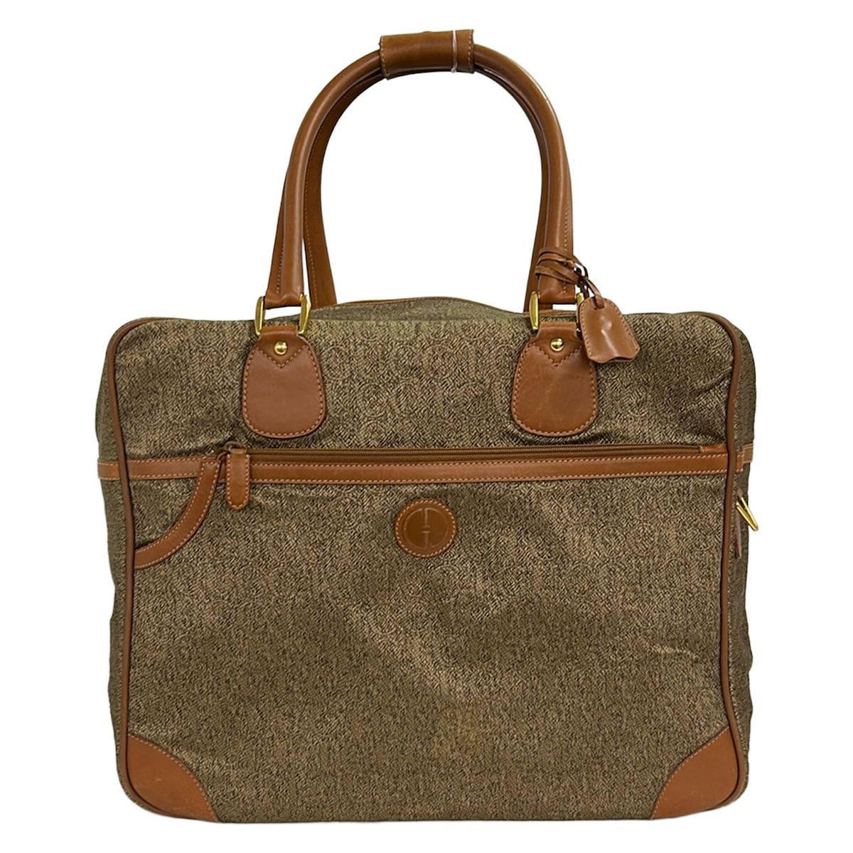 Gucci Boston Bag Beige Brown Logo Pattern Leather