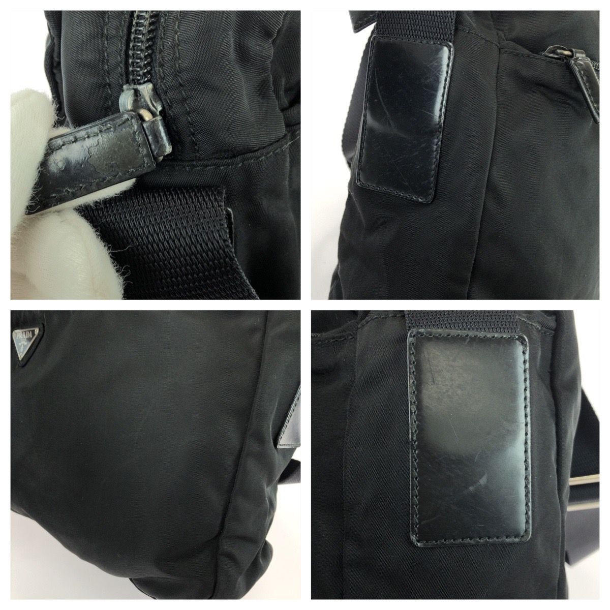 Prada Tessuto Black Silver Nylon Shoulder Bag — view 5