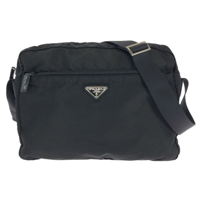 Prada Tessuto Black Silver Nylon Shoulder Bag