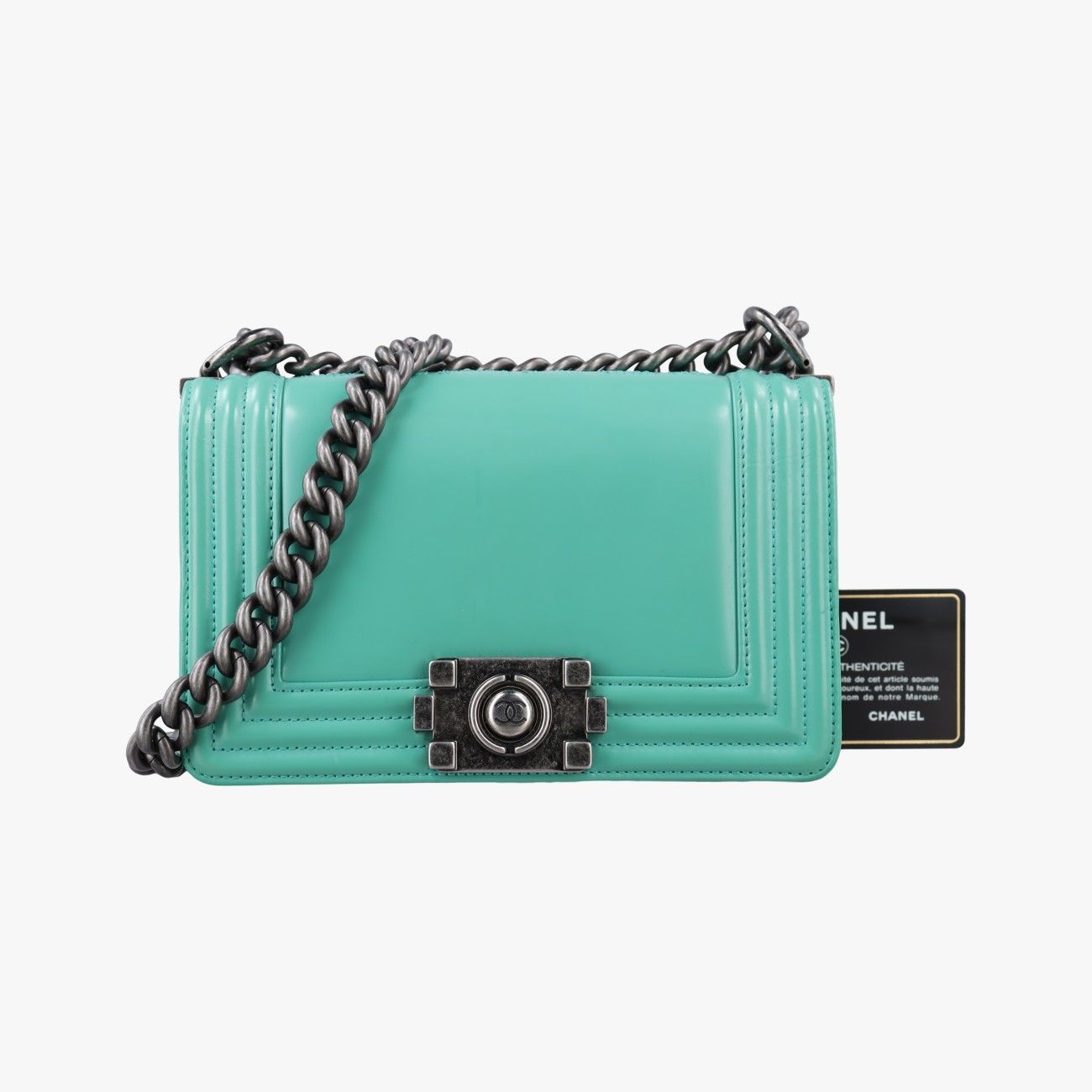 Chanel Boy Green Leather