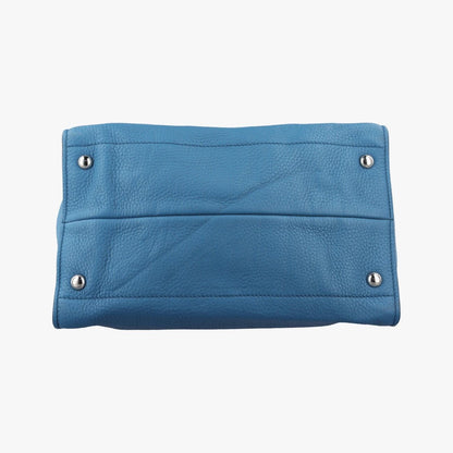 Prada Shopping Tote Bag Blue Leather 158 58 — view 3