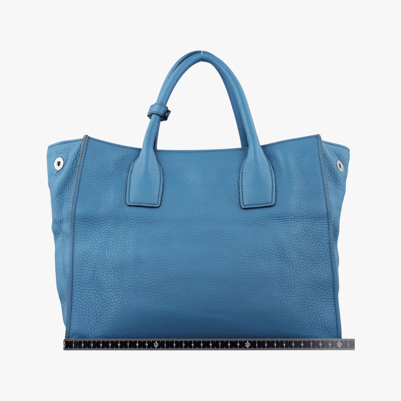 Prada Shopping Tote Bag Blue Leather 158 58 — view 2