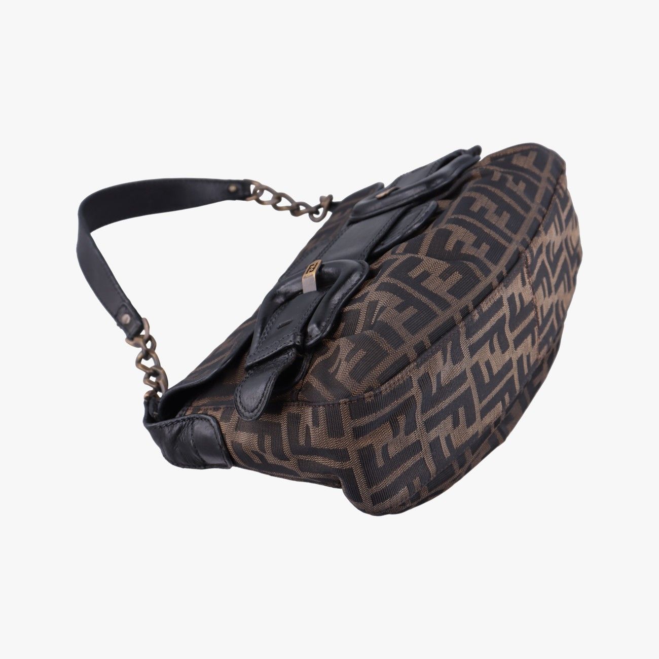 Fendi B Bag Zucca Brown Black Canvas Leather — view 5