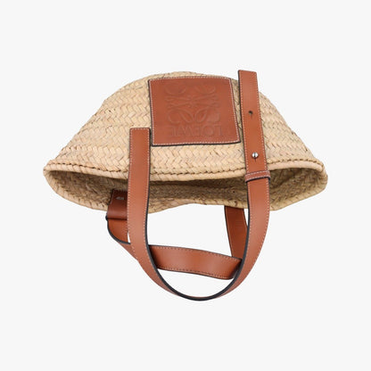 Loewe Basket Beige Brown Leather Raffia — view 8