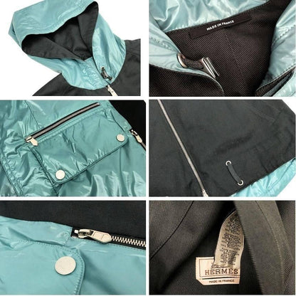 Hermes Hooded Vest Reversible Light Blue Khaki Vintage — view 3