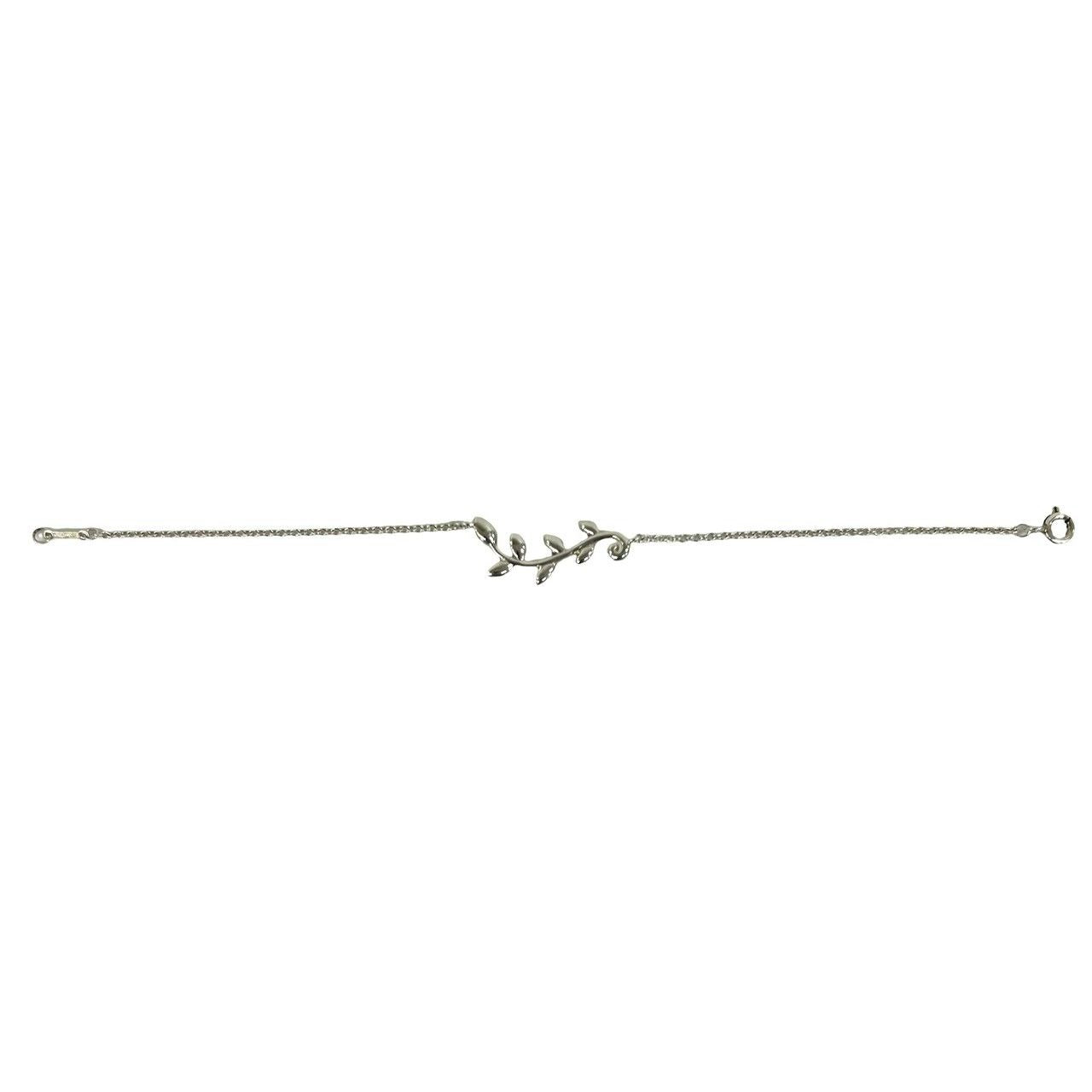 Tiffany & Co Vintage Leaf Bracelet 925 Sterling Silver Chain Bangle — view 7