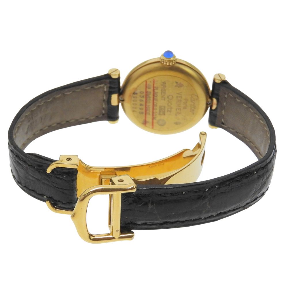 Cartier Must Vendome SM Vermeil Gold Plated Black Quartz Analog Display Dial — view 5