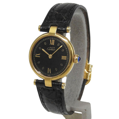 Cartier Must Vendome SM Vermeil Gold Plated Black Quartz Analog Display Dial — view 2